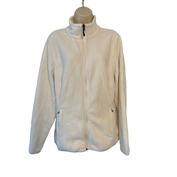 Amazon Essentials White Fleece Full Zip Jacket Womens XXL Pre-owned - Picture 1 of 7
